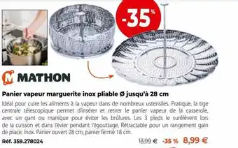 Mathon Panier vapeur marguerite inox pliable ø jusqu'à 28 cm mathon offre
