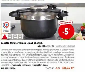 Cocotte-minute clipso minut chef 6l seb