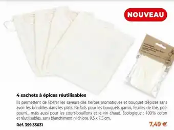 Mathon 4 sachets à épices réutilisables offre