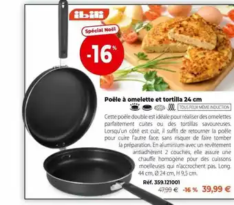 Mathon Poêle à omelette et tortilla 24 cm ibili offre