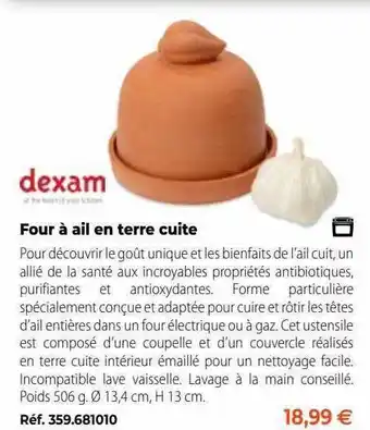 Mathon Four à ail en terre cuite dexam offre