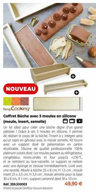 Mathon Coffret bûche avec 3 moules en silicone offre