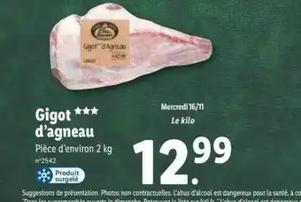 Lidl Gigot d'agneau offre