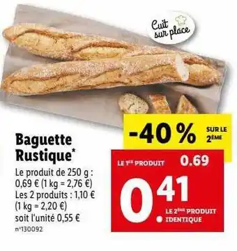 Lidl Baguette rustique offre