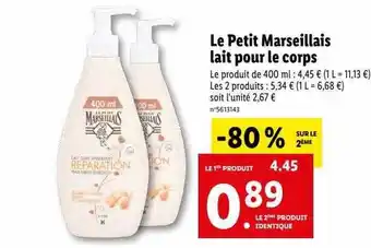 Lidl Le petit marseillais lait pour le corps offre