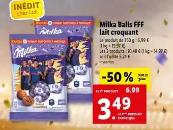 Lidl Milka balls fff lait croquat -50% sur le 2ème offre