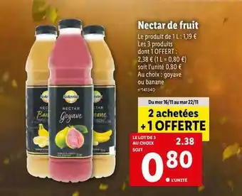 Lidl Nectar de fruit solevita offre