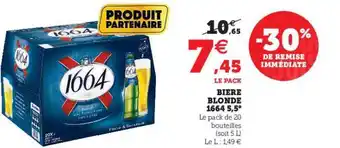 Super U Bière Blonde 1664 5,5° offre