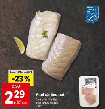 Lidl Filet de lieu noir offre