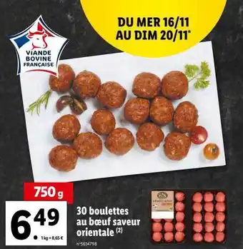 Lidl 30 boulettes au bœuf saveur orientale offre