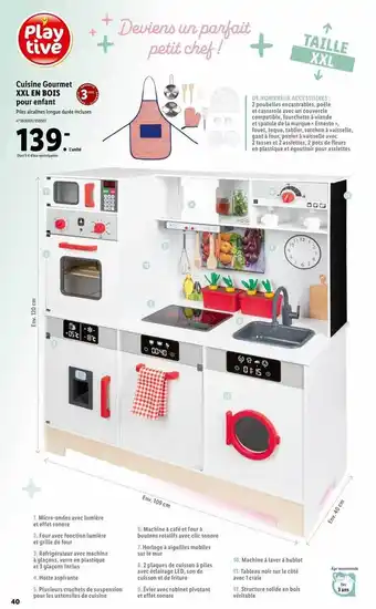 Lidl Cuisine gourmet xxl en bois pour enfant playtive offre