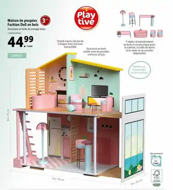 Lidl Maison de poupées fashion dol en bois playtive offre