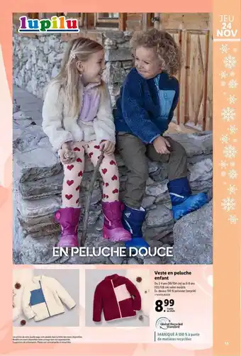Lidl Veste en peluche enfant lupilu offre