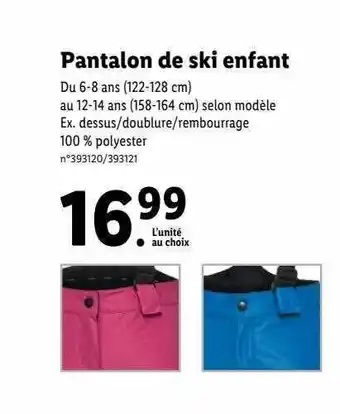 Lidl Pantalon de ski enfant offre