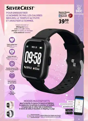 Lidl Silvercrest montre fitness connectée offre
