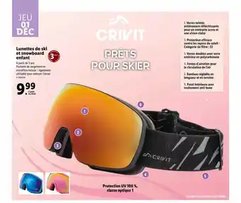 Lidl Lunettes de ski et snowboard enfant crivit offre
