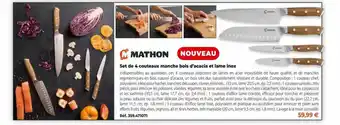 Mathon Set de 4 couteaux manche bois d'acacia et lame inox mathon offre