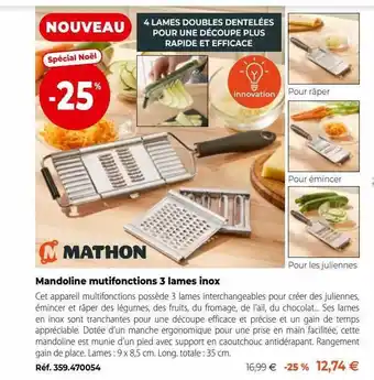 Mathon Mandoline multifonctions 3 lames inox mathon offre