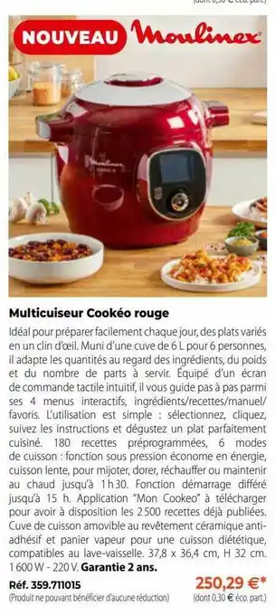 Multicuiseur cookéo rouge moulinex