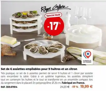 Mathon Set de 6 assiettes empilables pour 9 huîtres et un citron offre