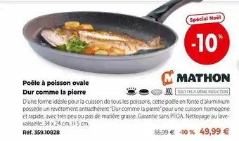 Mathon Poêle à poisson ovale dur comme la pierre mathon offre