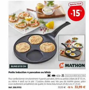 Mathon Poêle induction 4 pancakes ou blinis mathon offre