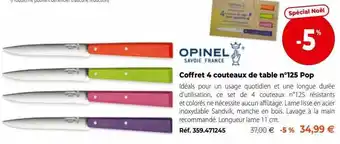 Coffret 4 couteaux de table n°125 pop opinel savoie france