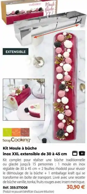 Mathon Kit moule à bûche inox xxl extensible de 30 à 45 cm offre