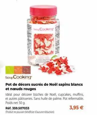 Mathon Scrap cooking pot de décors sucrés de noël sapins blans et nœuds rouges offre