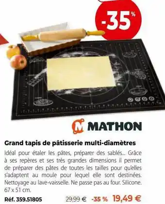 Mathon Grand tapis de pâtisserie multi-diamètres offre