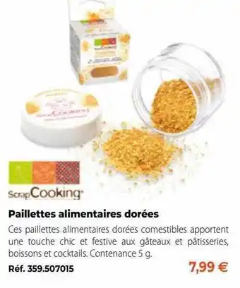 Mathon Scrap cooking paillettes alimentaires dorées offre