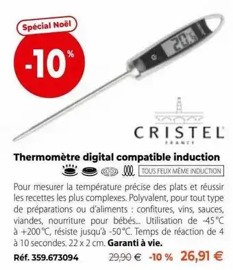 Mathon Cristel thermomètre digital compatible induction offre