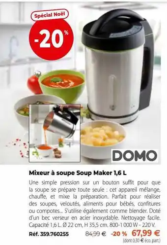 Mathon Mixeur à soupe soup maker domo offre