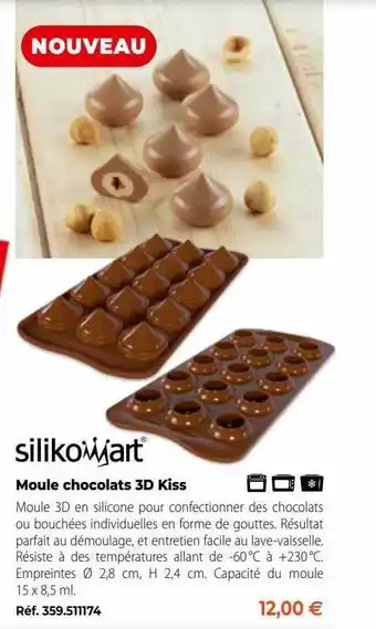Siliko art moule chocolats 3d kiss