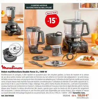 Mathon Moulinex robot multifonctions double force 3l offre