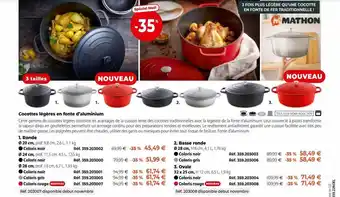 Mathon Cocottes légère en fonte d'aluminium offre