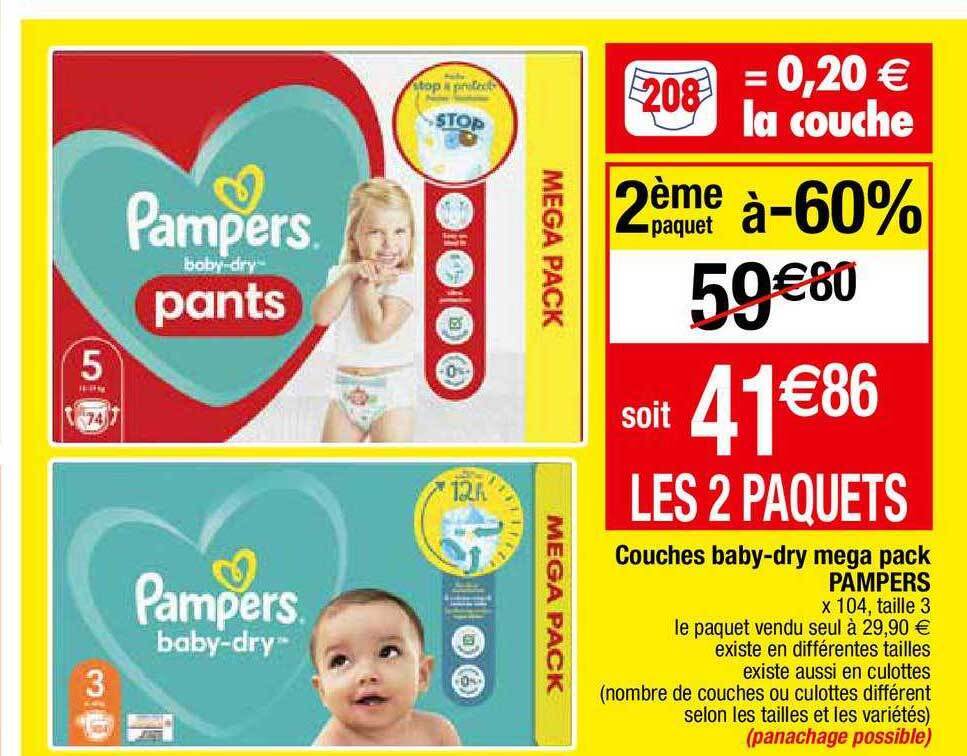 Promo Couches babydry méga pack pampers chez Migros
