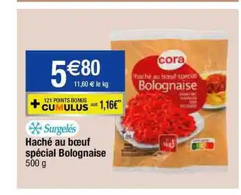 Migros Haché au bœuf spécial bolognaise cora offre