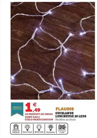 Super U Guirlande lumineuse 20 leds flaudis offre