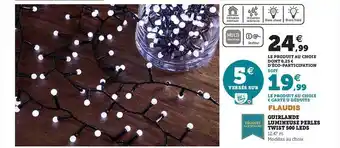 Guirlande lumineuse perles twist 500 leds flaudis