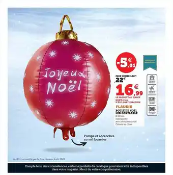 Super U Boule de noël led gonflable flaudis offre