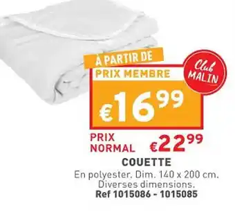 Trafic Couette offre