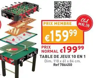 Trafic Table de jeux 10 en 1 offre