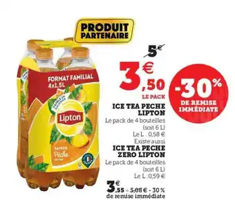 Super U Ice Tea Pêche Lipton, Ice Tea Pêche Zéro Lipton offre