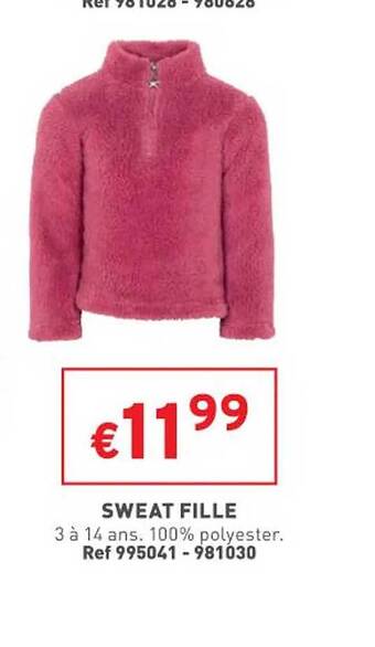 Trafic Sweat fille offre