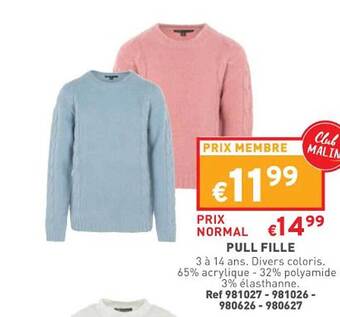 Trafic Pull fille offre