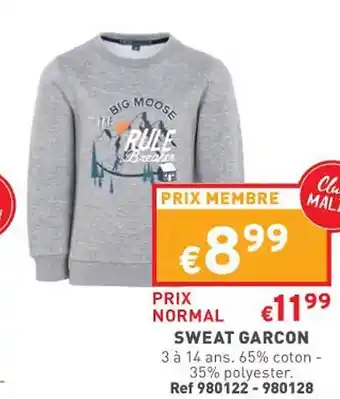 Trafic Sweat garçon offre