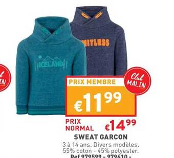 Trafic Sweat garçon offre