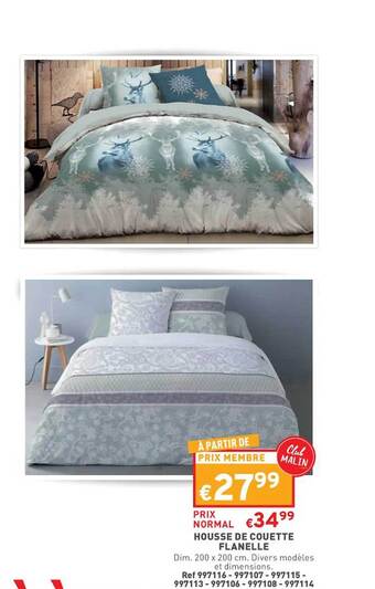 Trafic Housse de couette flanelle offre