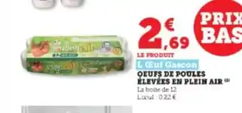Hyper U Œufs de poules élevées en plein air l'œuf gascon offre